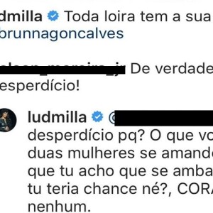 Ludmilla responde internauta após comentário maldoso em foto dela com namorada