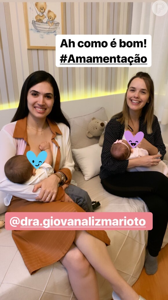 Thaeme Mariôto compartilhou foto amamentando a filha, Liz, neste domingo, dia 16 de junho de 2019