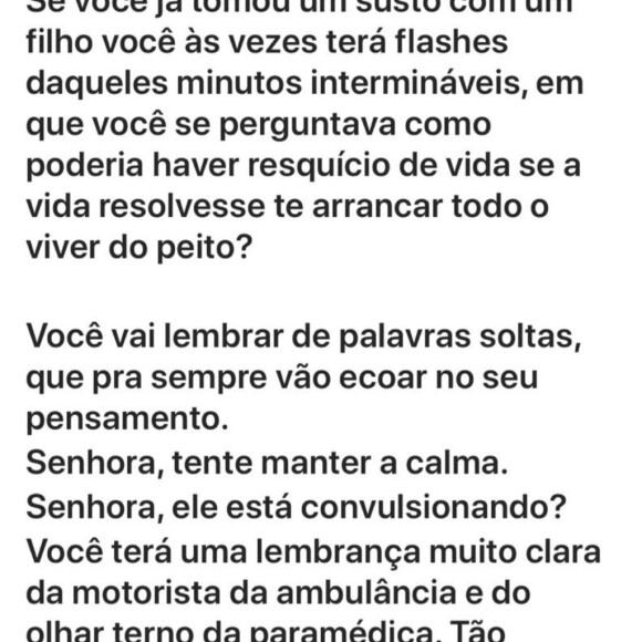 Angelica compartilha texto sobre maternidade após acidente do filho Benício