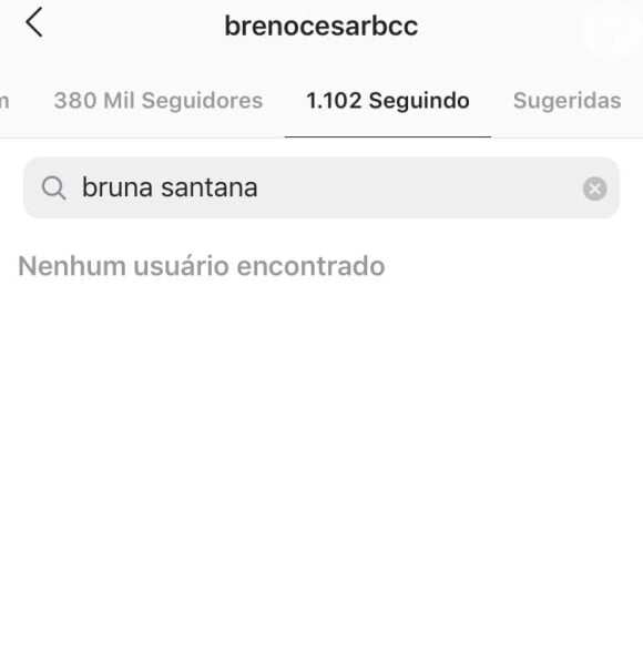 Breno César deixa de seguir Bruna Santana no Instagram