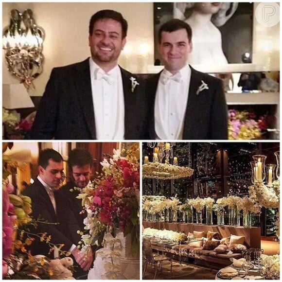 Colunista Bruno Astuto se casou com o estilista Sandro Barros em uma festa luxuosa em São Paulo