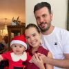 Thaeme e o marido, Fabio da Lua, apareceram em fotos em família com a filha, Liz, de 8 meses