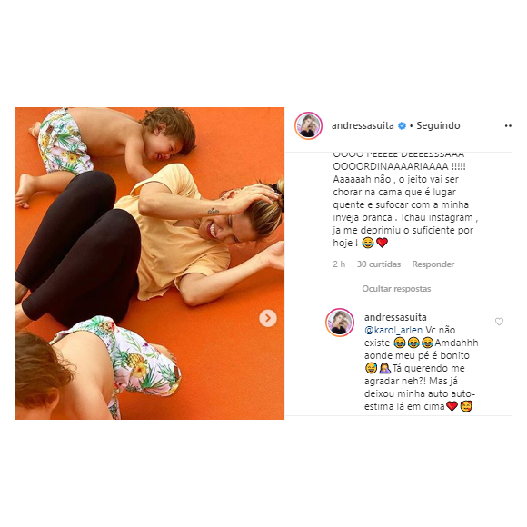 Andressa Suita reage após fã elogiar seu pé em comentário. Veja!