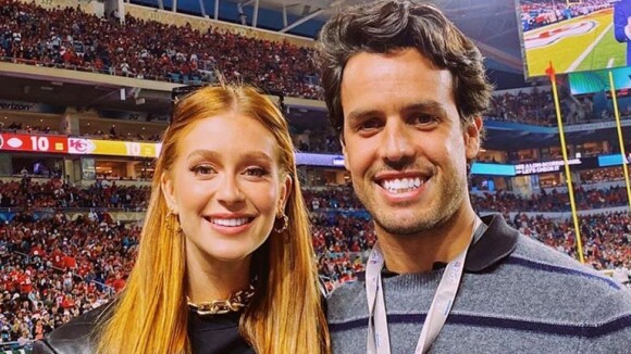 Marina Ruy Barbosa curte Super Bowl com marido e vibra em show de Shakira e J.Lo
