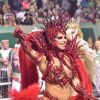 Viviane Araujo brincou sobre fantasia vermelha em desfile de carnaval da Mancha Verde: 'É até estranho'
