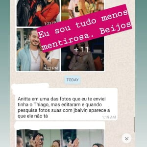 Anitta mostra print de conversa negando ter editado fotos para tirar o ex-marido