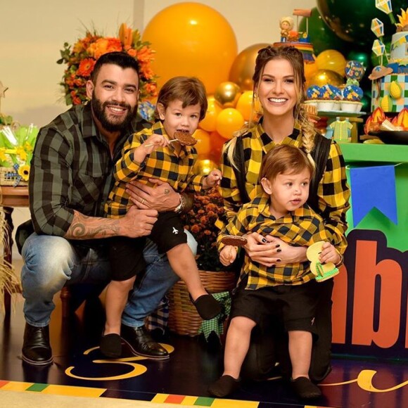 Andressa Suita e Gusttavo Lima comemoram 3 anos de Gabriel com festa com tema arraiá