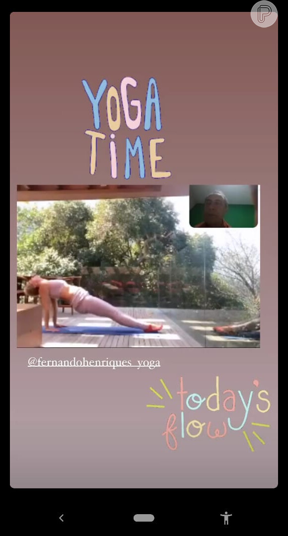 Angélica se dedica à yoga com aulas virtuais durante pandemia