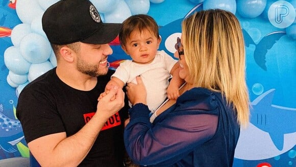 Marília Mendonça e Murilo Huff comemoraram os 8 meses do filho, Léo, neste domingo, 16 de agosto de 2020