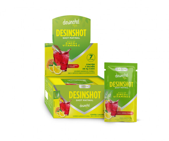 Desinshot é o shot matinal da Desinchá, com zinco e vitamina C