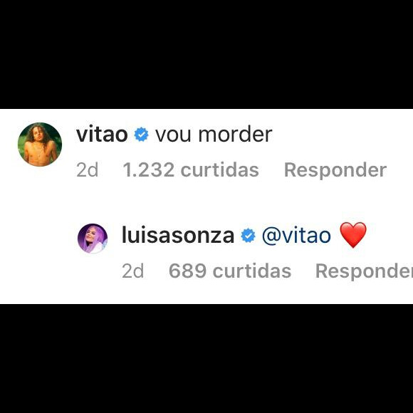 Vitão reage a foto de Luísa Sonza de biquíni fio-dental