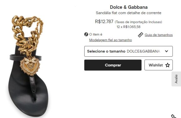 A sandália usada por Anitta é da grife Dolce & Gabbana