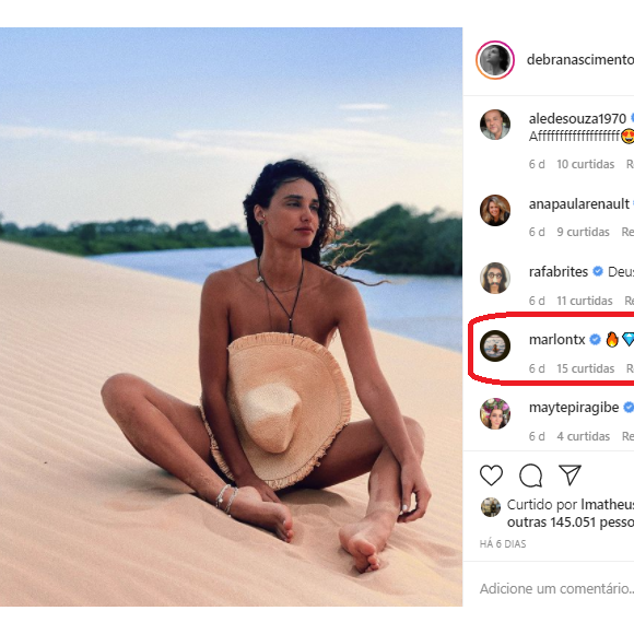 Marlon Teixeira reage a foto de Débora Nascimento