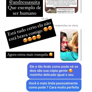 Andressa Suita conversa com fã no Instagram