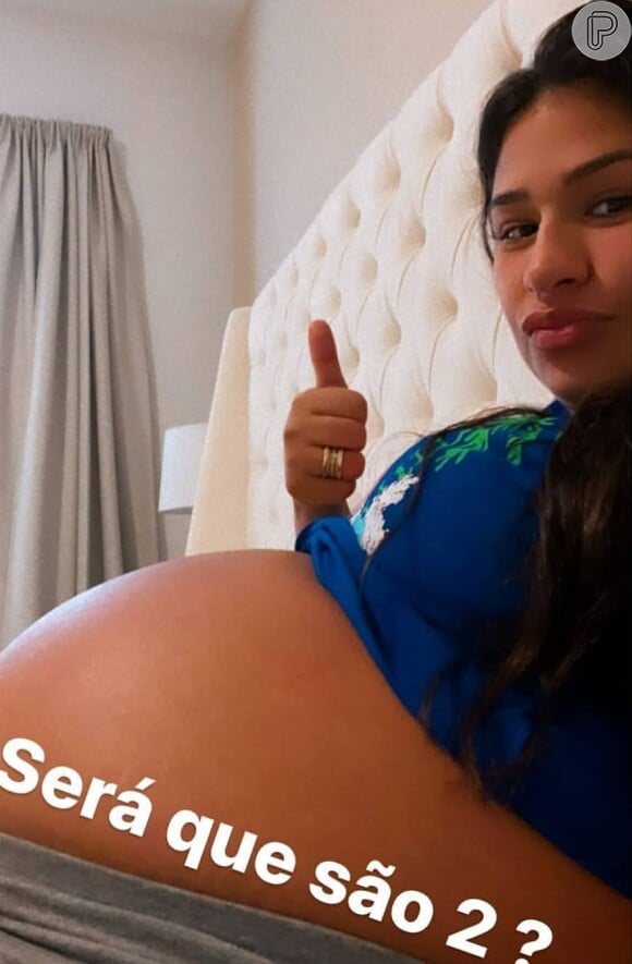 O tamanho da barriga de gravidez de Simone impressionou os internautas