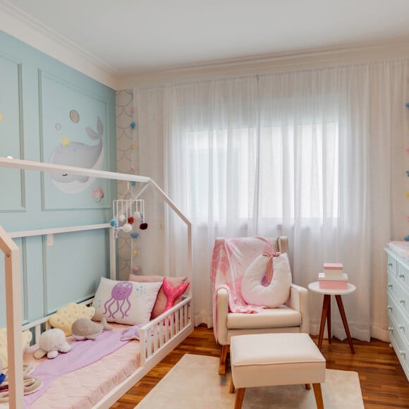 Quarto da filha de Camilla Camargo tem papéis de parede de baleia