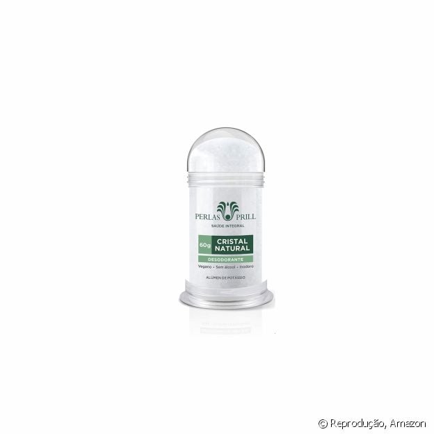 O desodorante Cristal Natural é livre de substâncias químicas e tem alta durabilidade