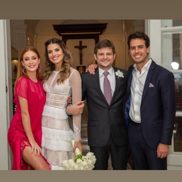 Marina Ruy Barbosa e Xande Negrão foram padrinhos de casamento do irmão de Guilherme Mussi, que perdeu a mulher em um acidente aéreo