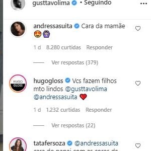 Gusttavo Lima ganha comentário de Andressa Suita em foto