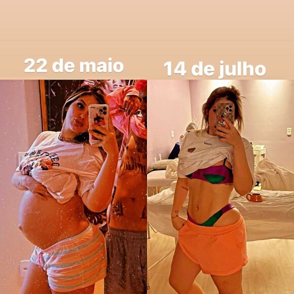 Virgínia faz um antes e depois da própria barriga