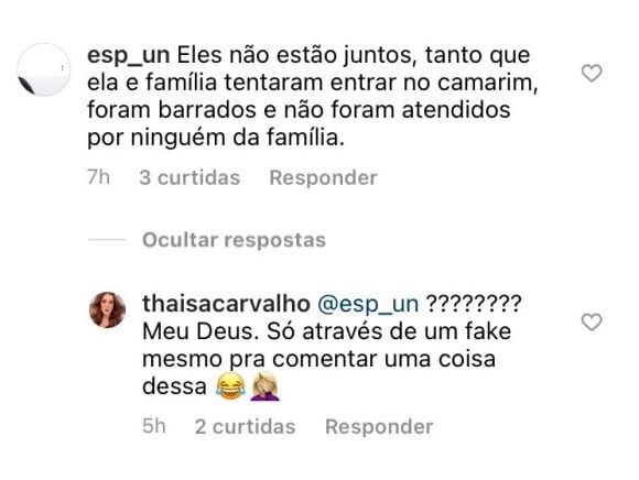 Thaisa Carvalho, apontada como namorada de Fiuk, nega que tenha sido barrada em camarim do ator