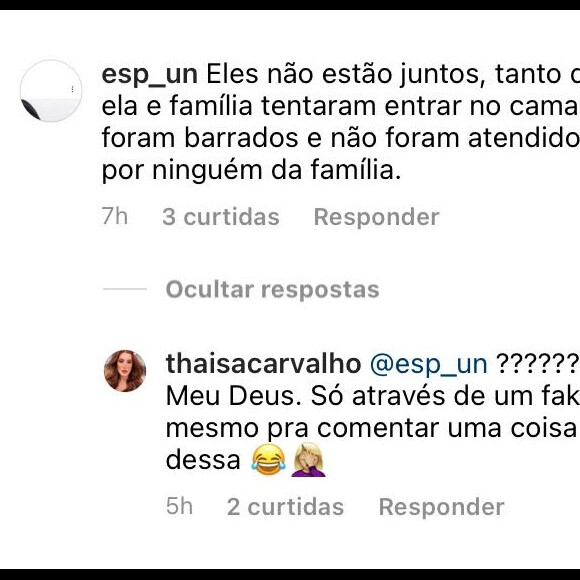 Thaisa Carvalho, apontada como namorada de Fiuk, nega que tenha sido barrada em camarim do ator
