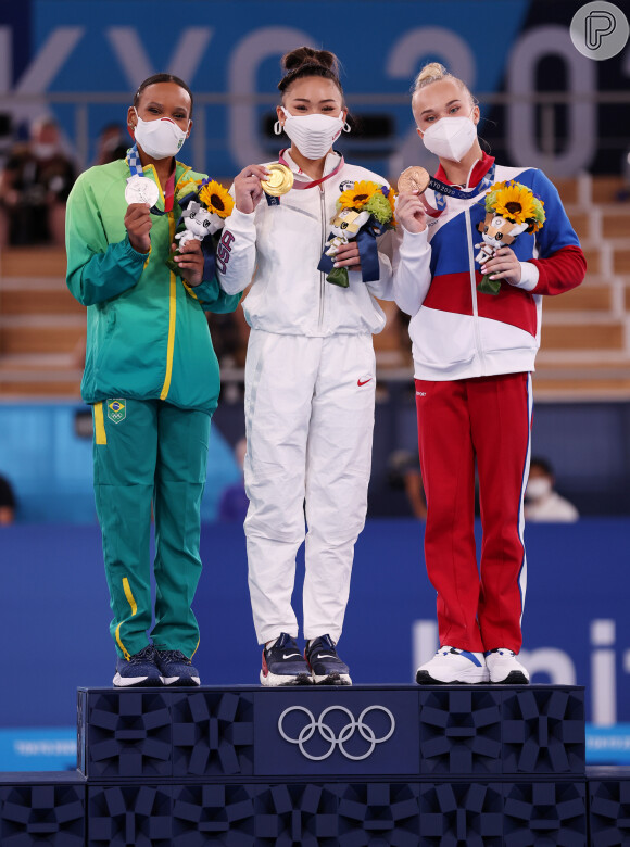 Olimpíada de Tóquio: Rebeca Andrade ficou atrás da americana Sunisa Lee e à frente da russa Angelina Melnikova