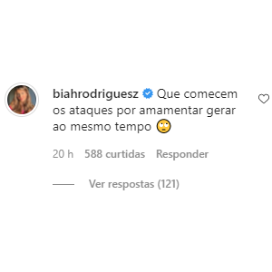 Biah Rodrigues rebate críticas por causa de foto amamentando grávida