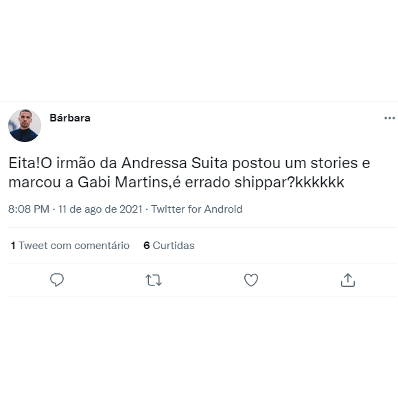 Fã pergunta se é errado shippar Gabi Martins e Alexandre Suita
