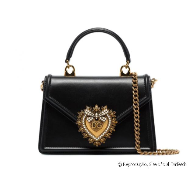 Maria Lina Deggan usou bolsa tote devotion mini preta de couro, Dolce & Gabbana