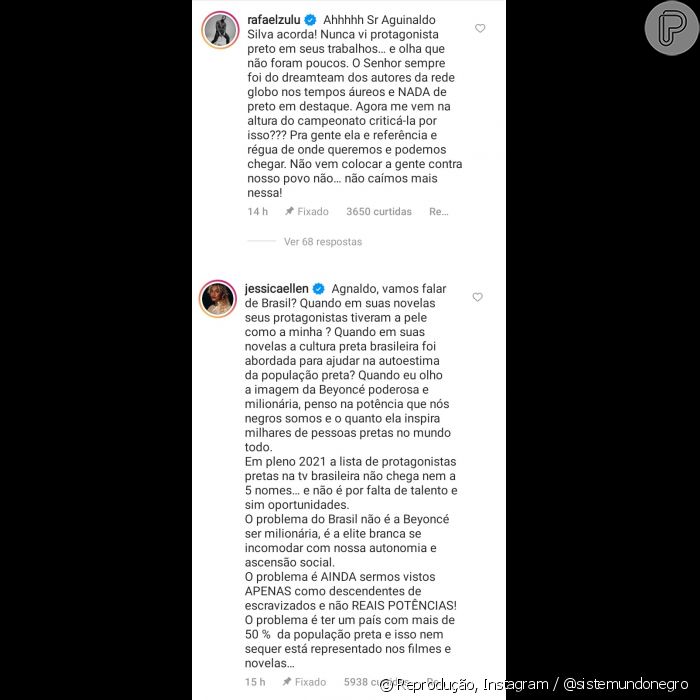 Rafael Zulu e Jéssica Ellen rebatem Agnaldo Silva sobre comentário a respeito de Beyoncé