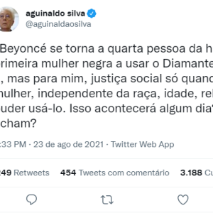 Aguinaldo Silva comenta fato de Beyoncé ter usado colar de R$ 16 milhões