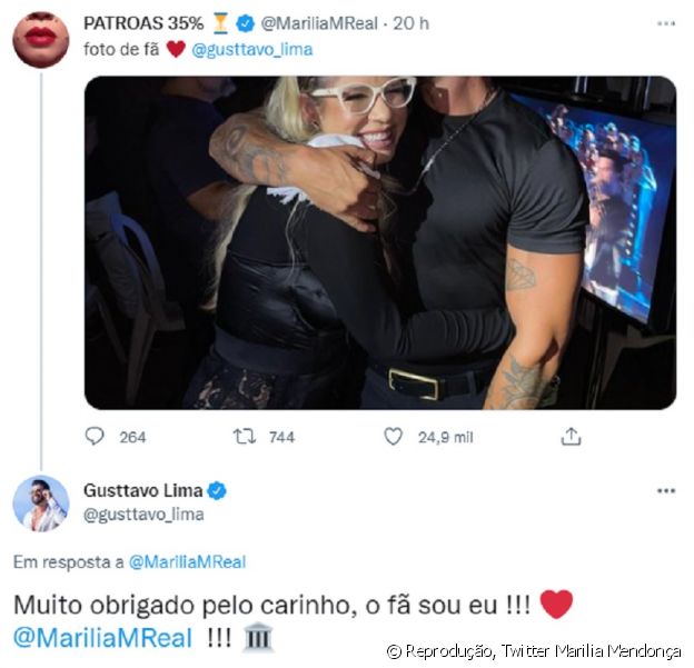 Gusttavo Lima responde Marilia Mendonça: 'O fã sou eu'