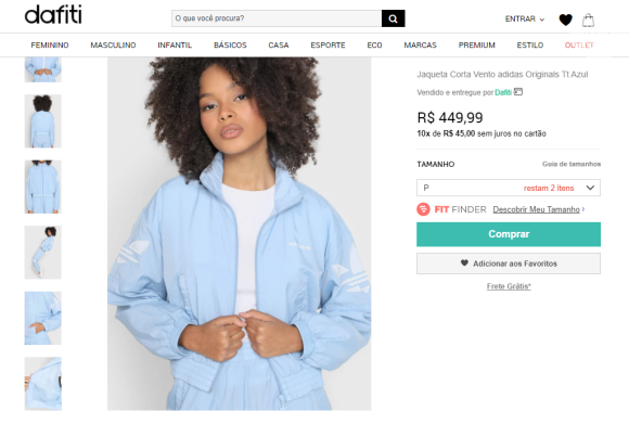 O casaco de Andressa Suita está disponível no e-commerce da Dafiti por 449,99