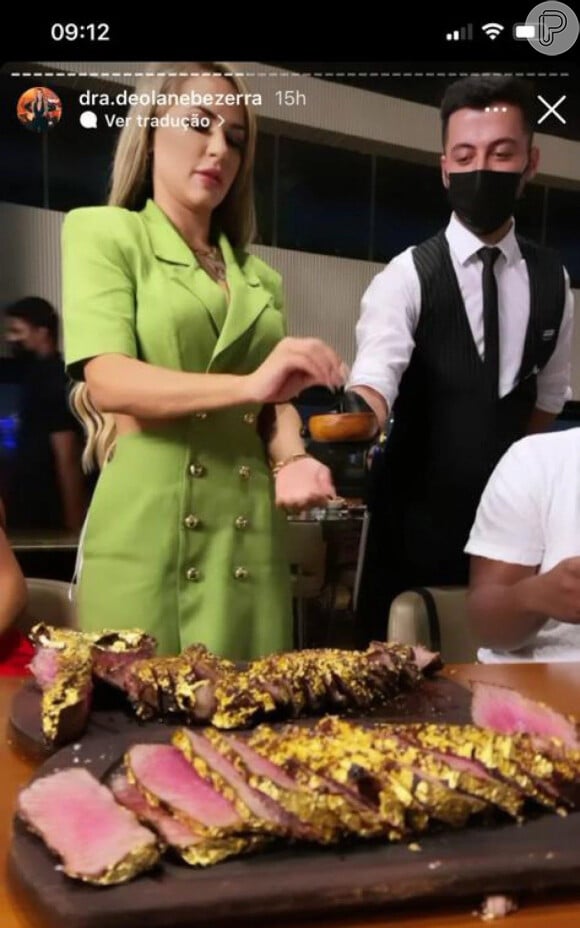 Em Dubai, Deolane Bezerra comeu a famosa carne banhada a ouro
