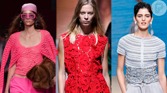 Crochê, tricô e renda aparecem com destaque na Moda de Milão