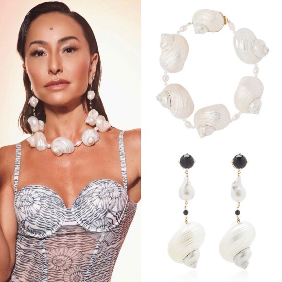 Sabrina Sato usou joias Prada com conchas e prata