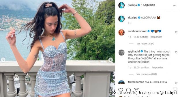 Dua Lipa escolheu look de Jean Paul Gaultier em viagem à Itália