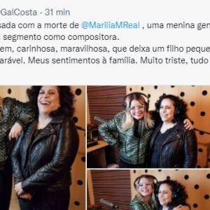 Gal Costa se diz arrasada com morte de Marília Mendonça