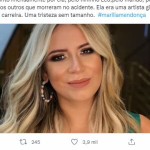 Daniela Mercury usa Twitter para lamentar morte de Marília Mendonça