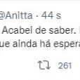 Anitta lamenta morte de Marília Mendonça nas redes sociais