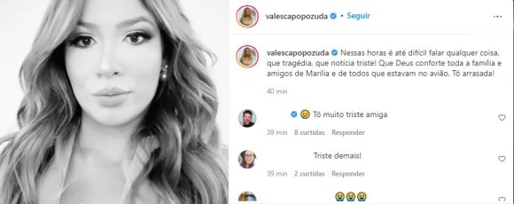 Valesca Popozuda classifica morte de Marília Mendonça como uma tragédia