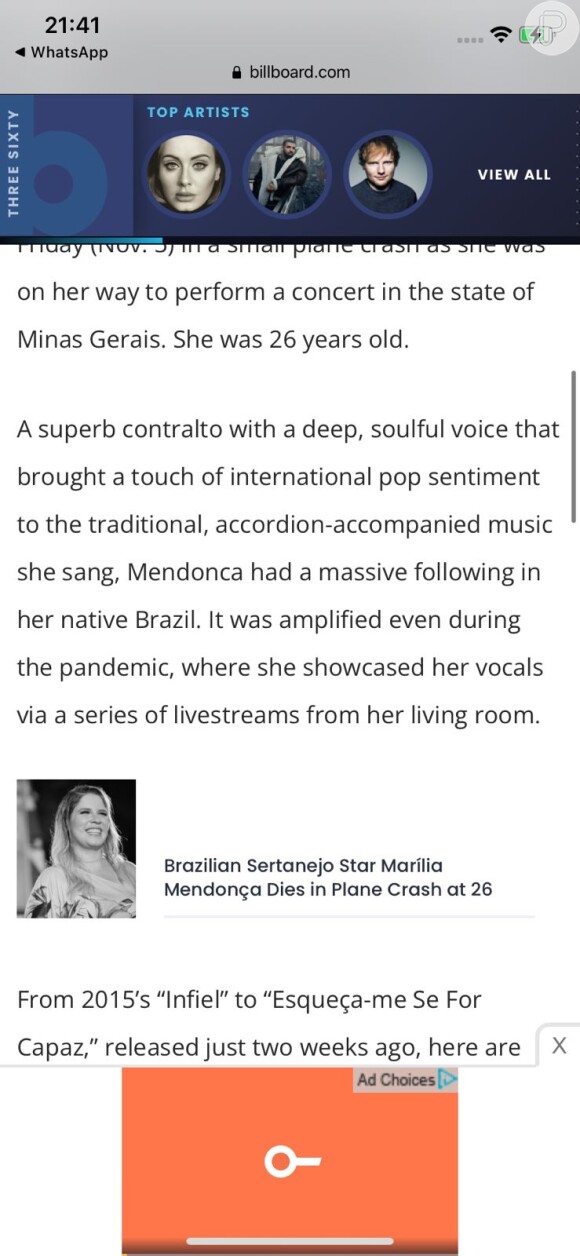 Billboard deu destaque à carreira de Marília Mendonça