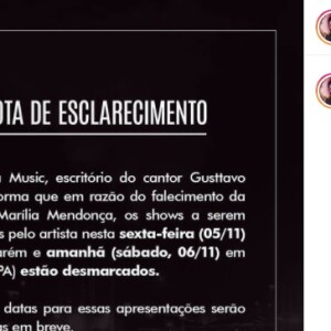 Gusttavo Lima cancelou shows devido à morte de Marília Mendonça