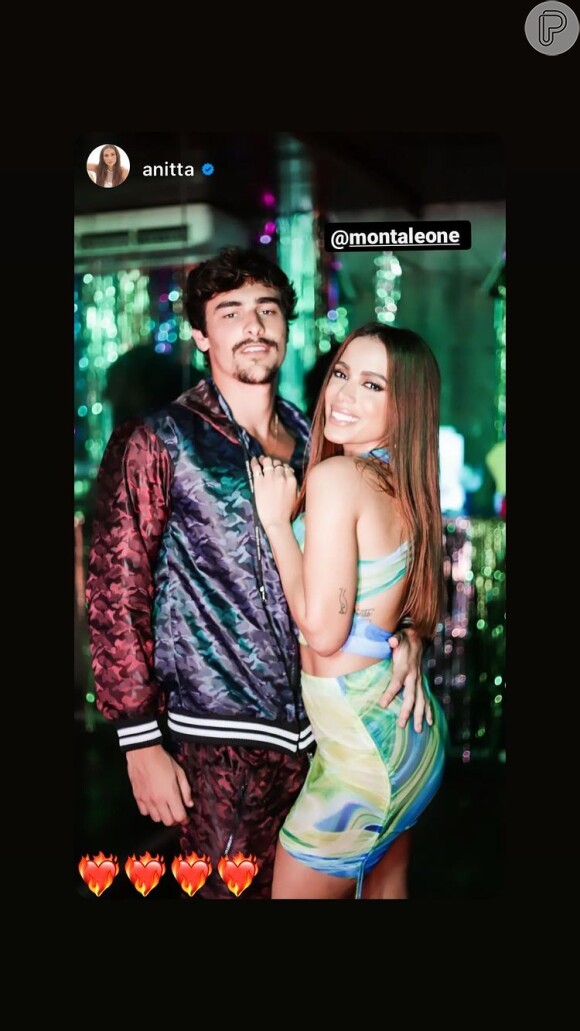 Bruno Montaleone repostou com corações pegando fogo a foto publicada por Anitta