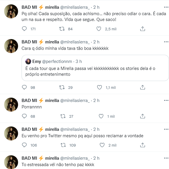 Mirella faz desabafo no Twitter