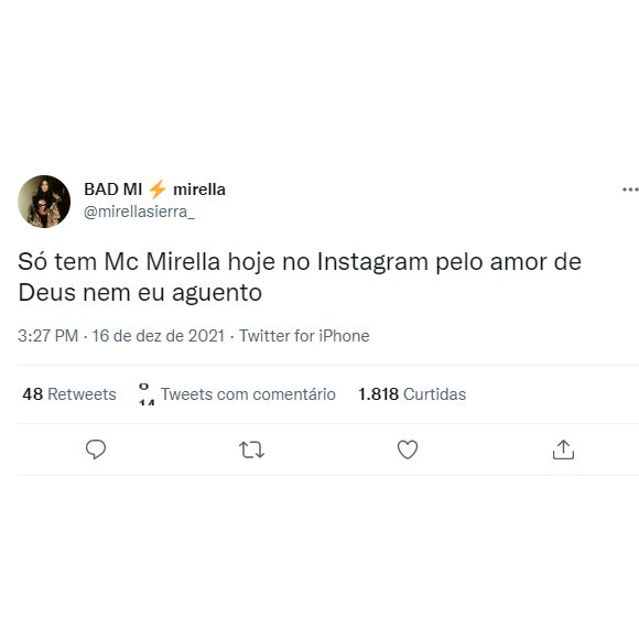 MC Mirella reclamou dos haters nas redes sociais e fofocas envolvendo seu nome após o divórcio com Dynho
