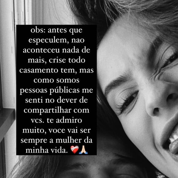 Saulo Poncio exaltou Gabi Brandt ao expor crise e tempo no casamento: 'Você vai ser sempre a mulher da minha vida'