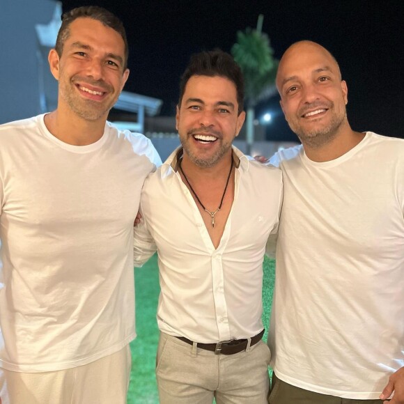 Zeze Di Camargo com os genros, Marcus Buaiz e Leonardo Lessa