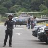 Neymar chega de helicóptero para participar de tarde de autógrafos em um shopping de Campinas, SP, em 14 de março de 2013